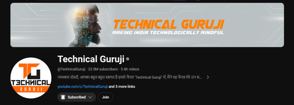 indian youtube channel - technical guruji